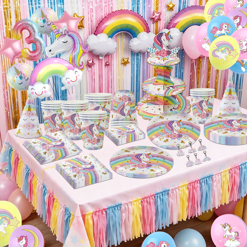 Table Cloth Disposable - Eenhoorn Thema Verjaardagsdecoratie Set Regenboog Wegwerp