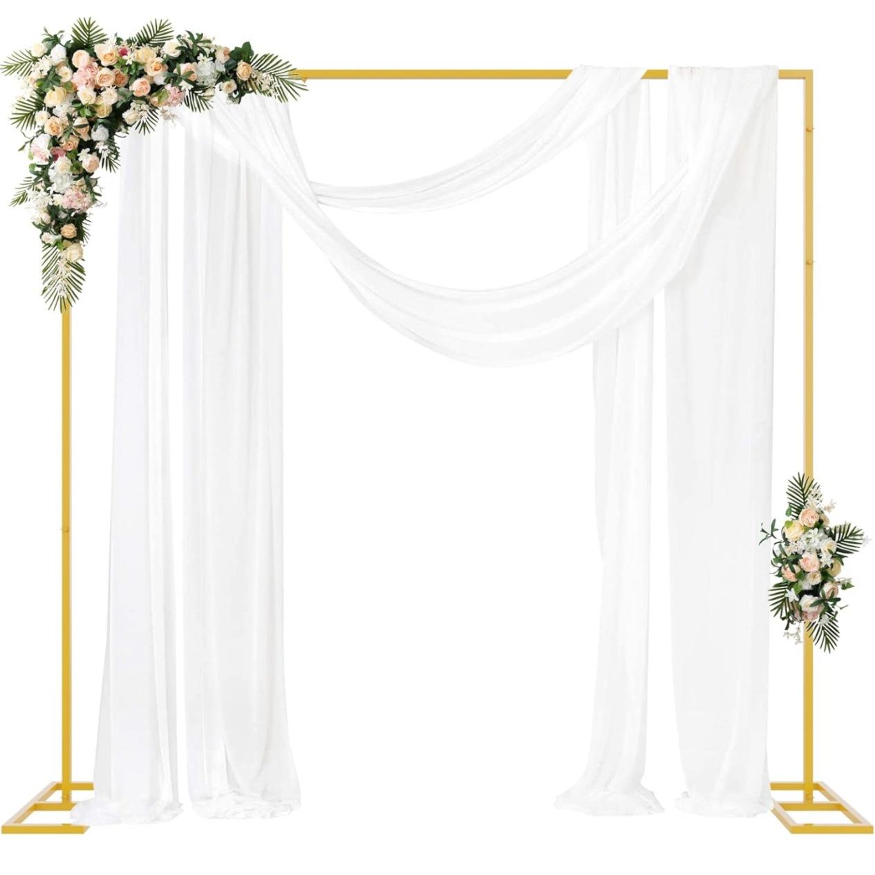 Party Banner Gold - Goudkleurige metalen vierkante achtergrondstandaard 8.2x8.2FT 2.5x2.5M