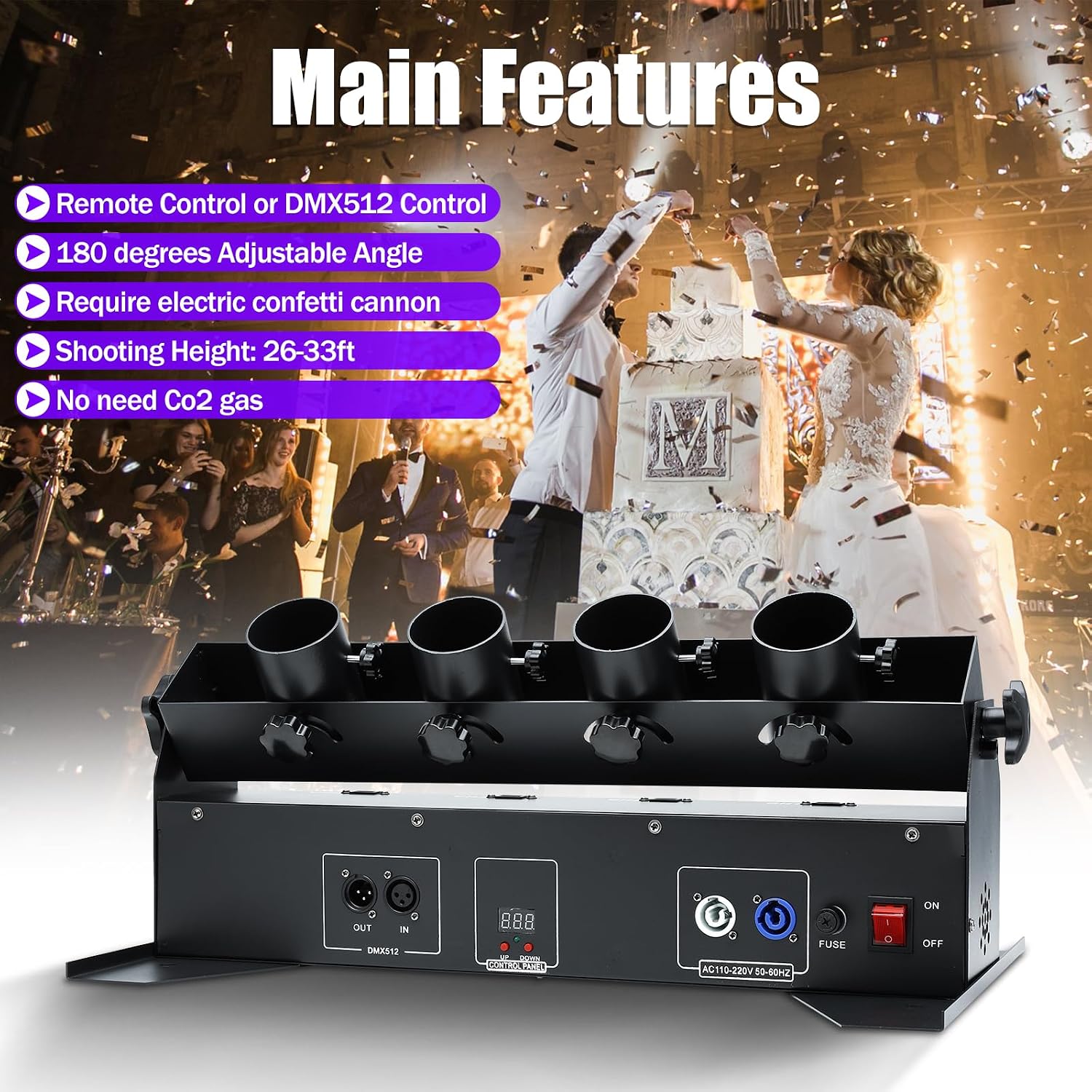 150W 4-kops elektrische confet - Confetti Cannon Tube recensie en prijs