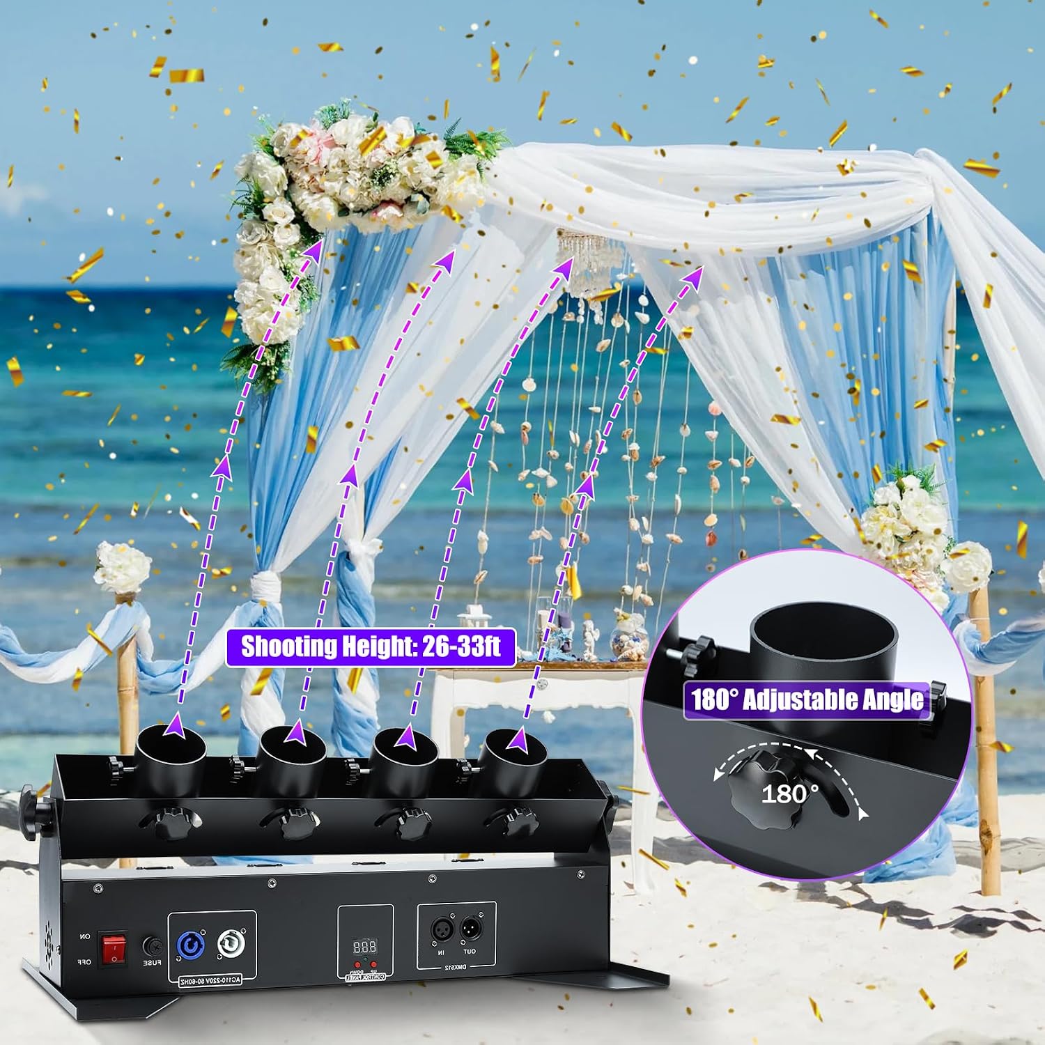 150W 4-kops elektrische confet - Confetti Cannon Tube recensie en prijs